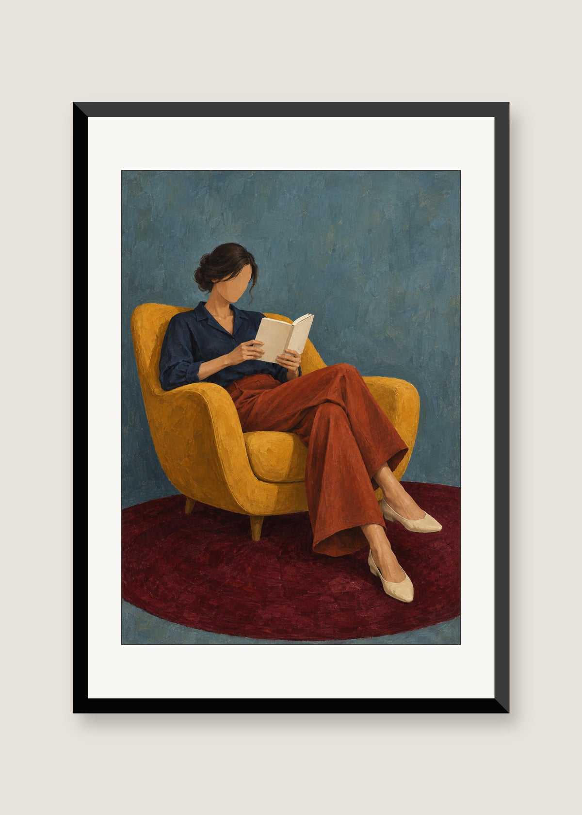 Saffron Recline, White mat with black frame