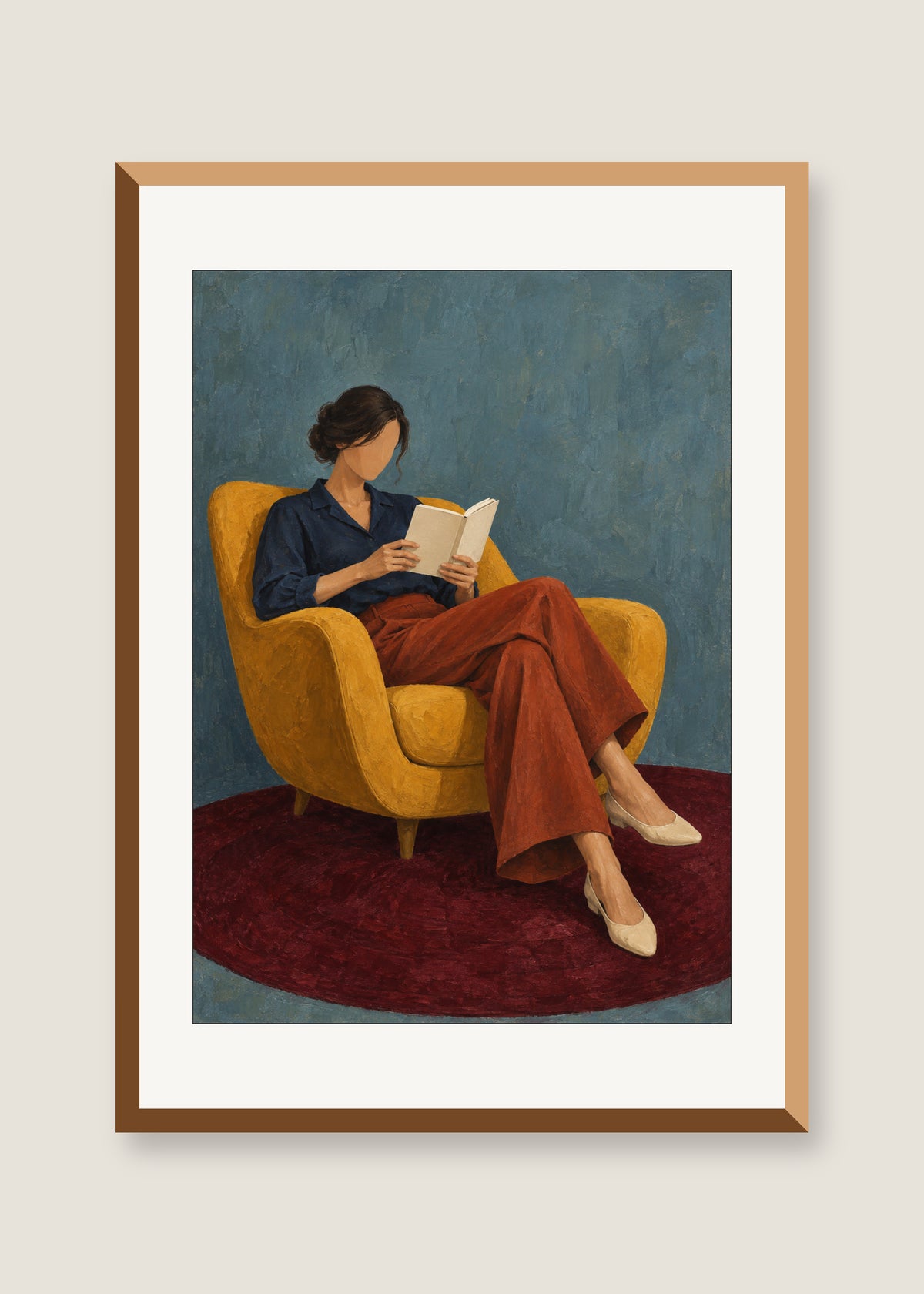 Saffron Recline, White mat with natural oak frame