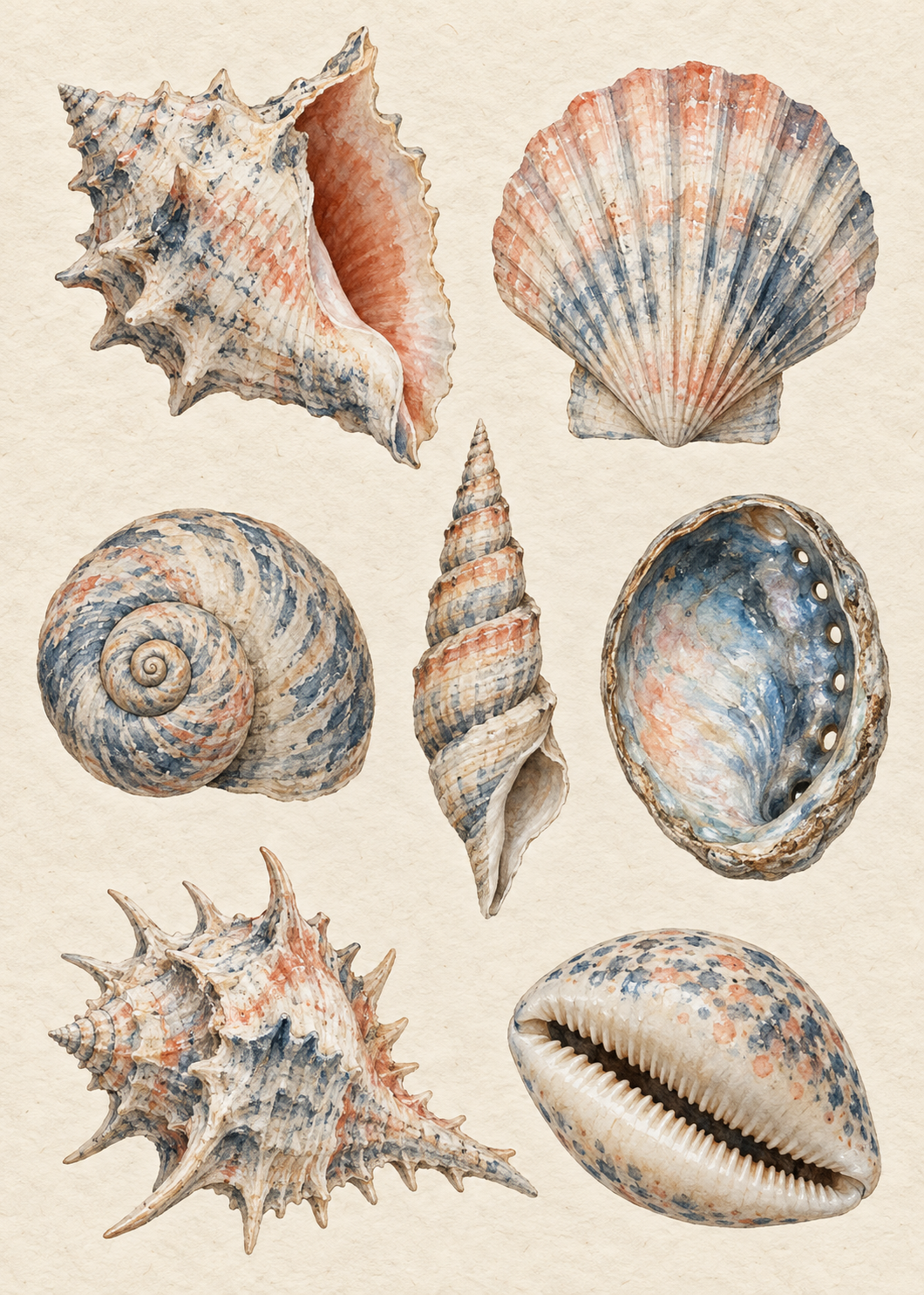 Shell Study in Indigo, artwork-only poster