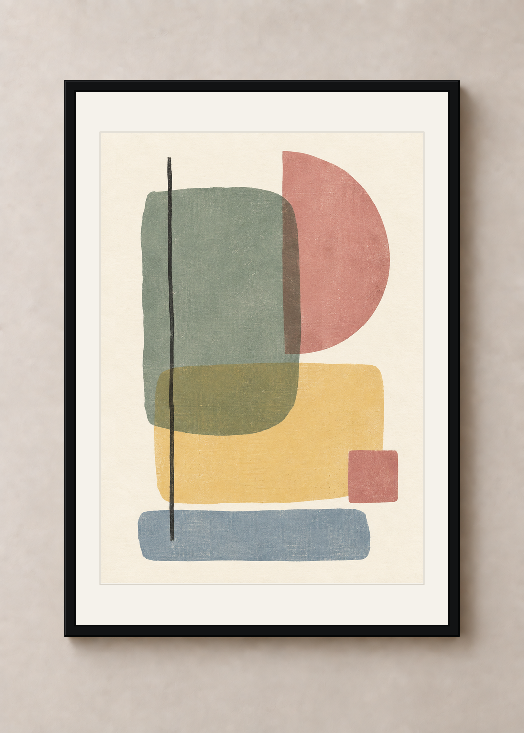 Soft Geometry No. 02, black Classic frame with Snow White mount, shown at 50 x 70 cm