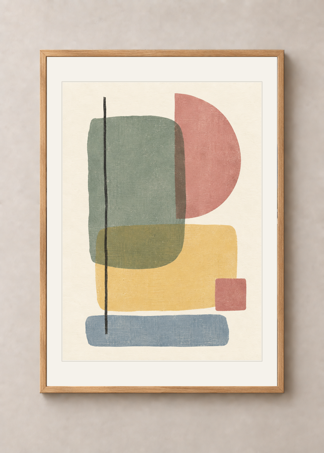 Soft Geometry No. 02, natural oak Classic frame with Snow White mount, shown at 50 x 70 cm