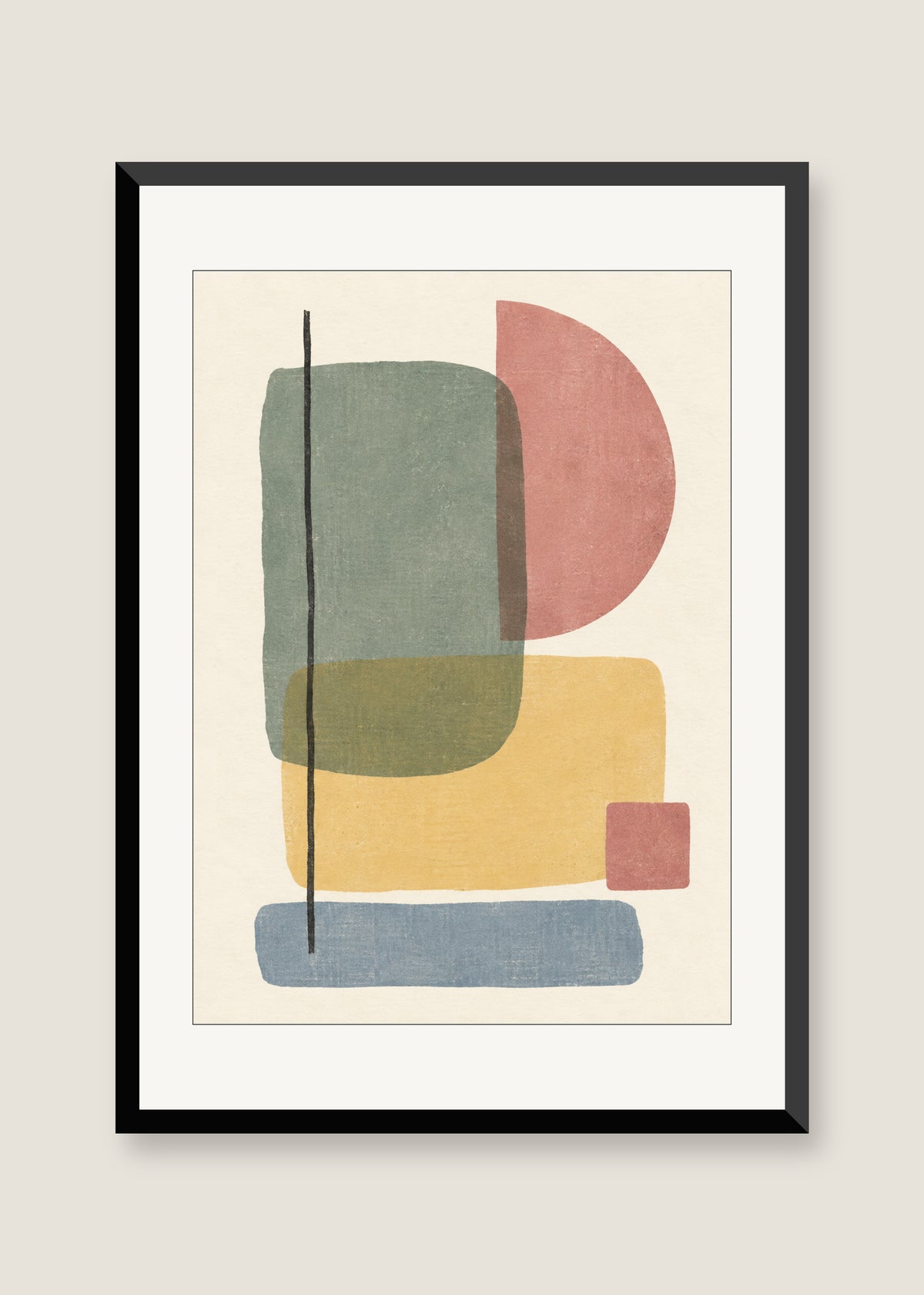 Soft Geometry No. 02, White mat with black frame