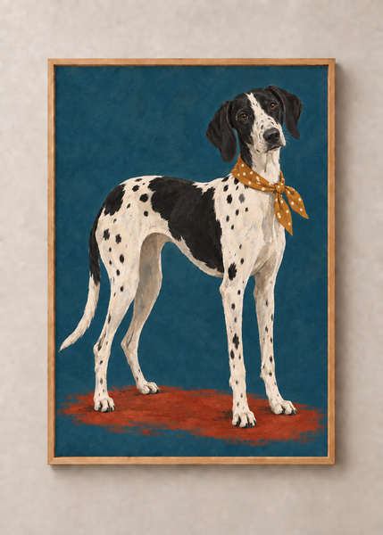 Spotted Hound in Ochre, framed 50 by 70 centimetre art print