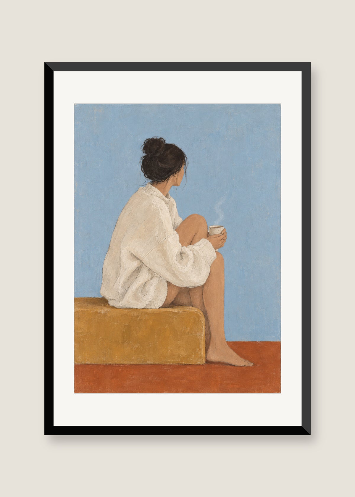 Still Morning, White mat with black frame