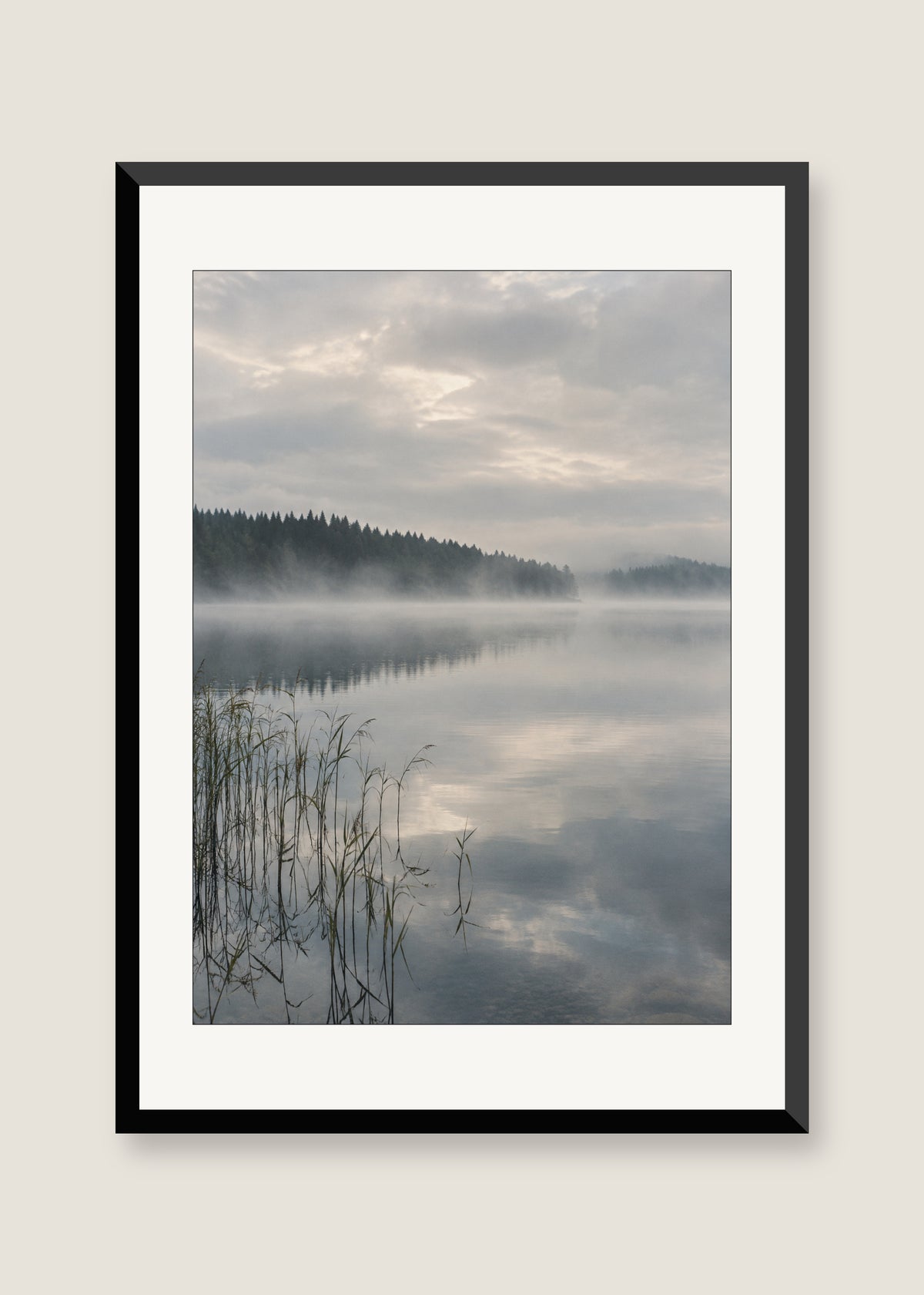 Stillwater Before Noon, White mat with black frame
