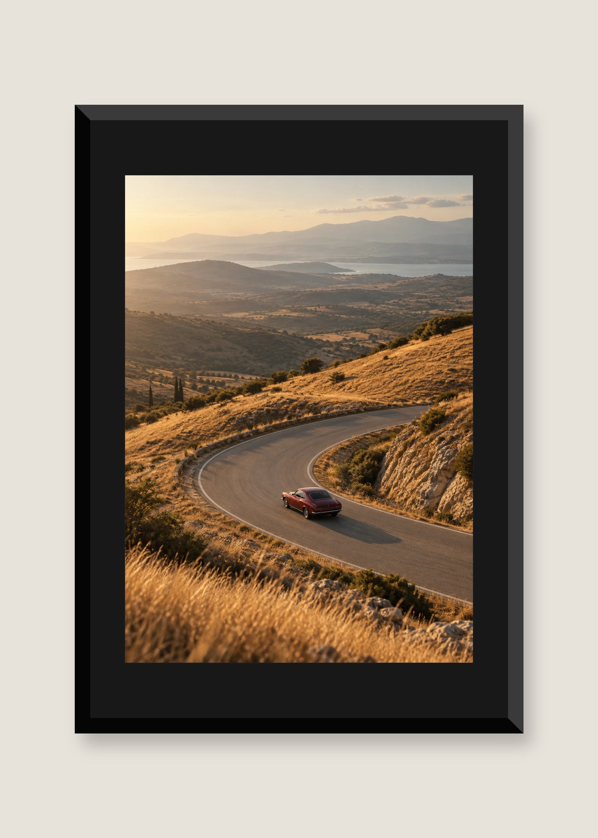 Sunday in Ochre, Black mat with black frame