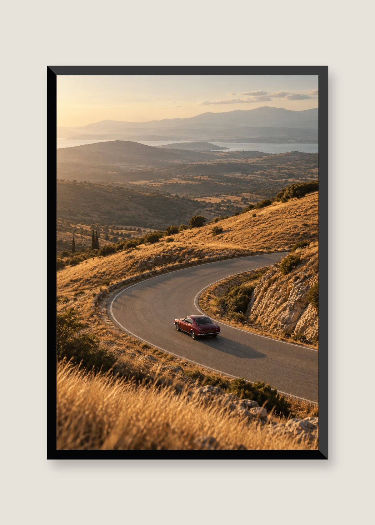 Sunday in Ochre, No mat with black frame