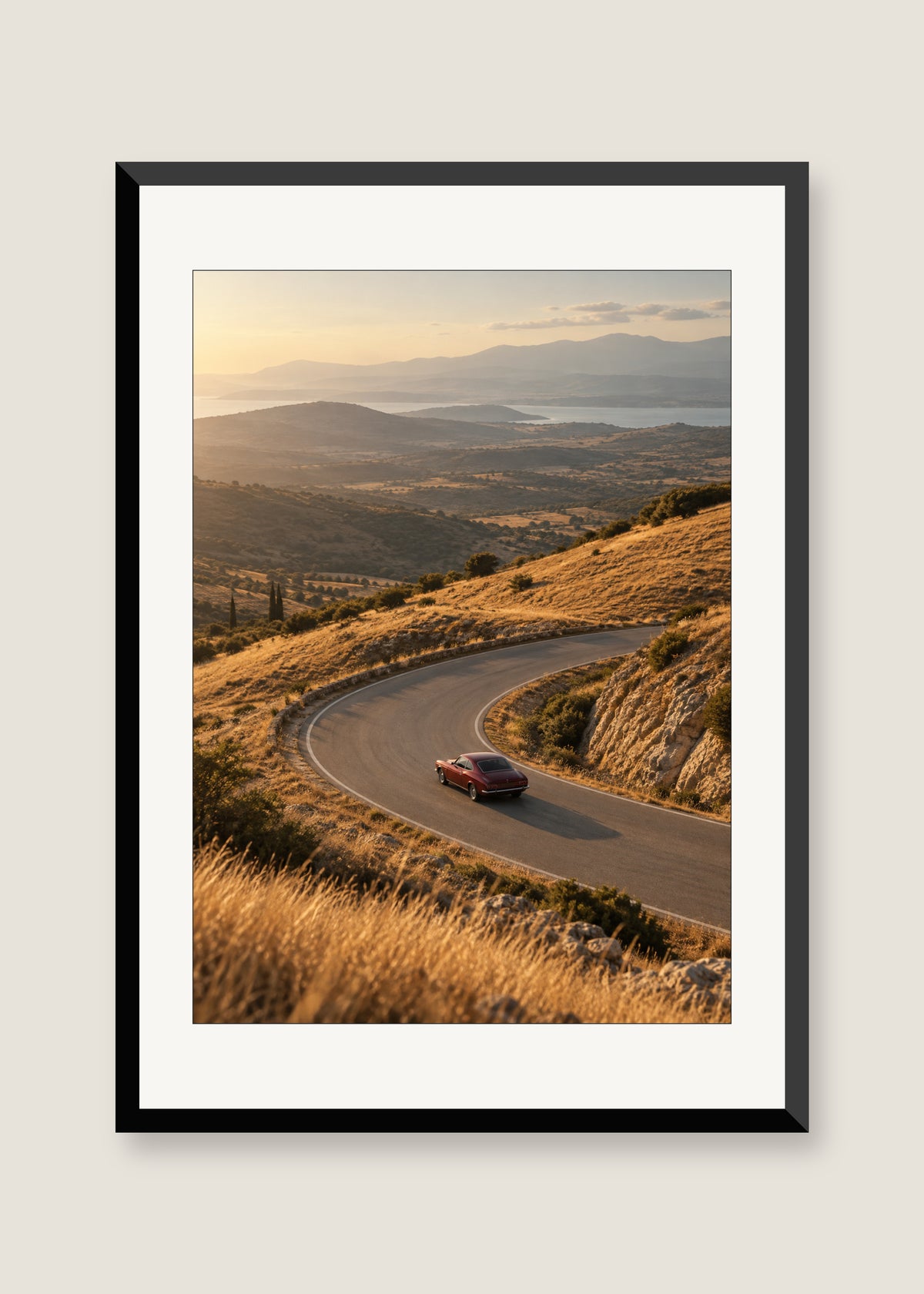 Sunday in Ochre, White mat with black frame