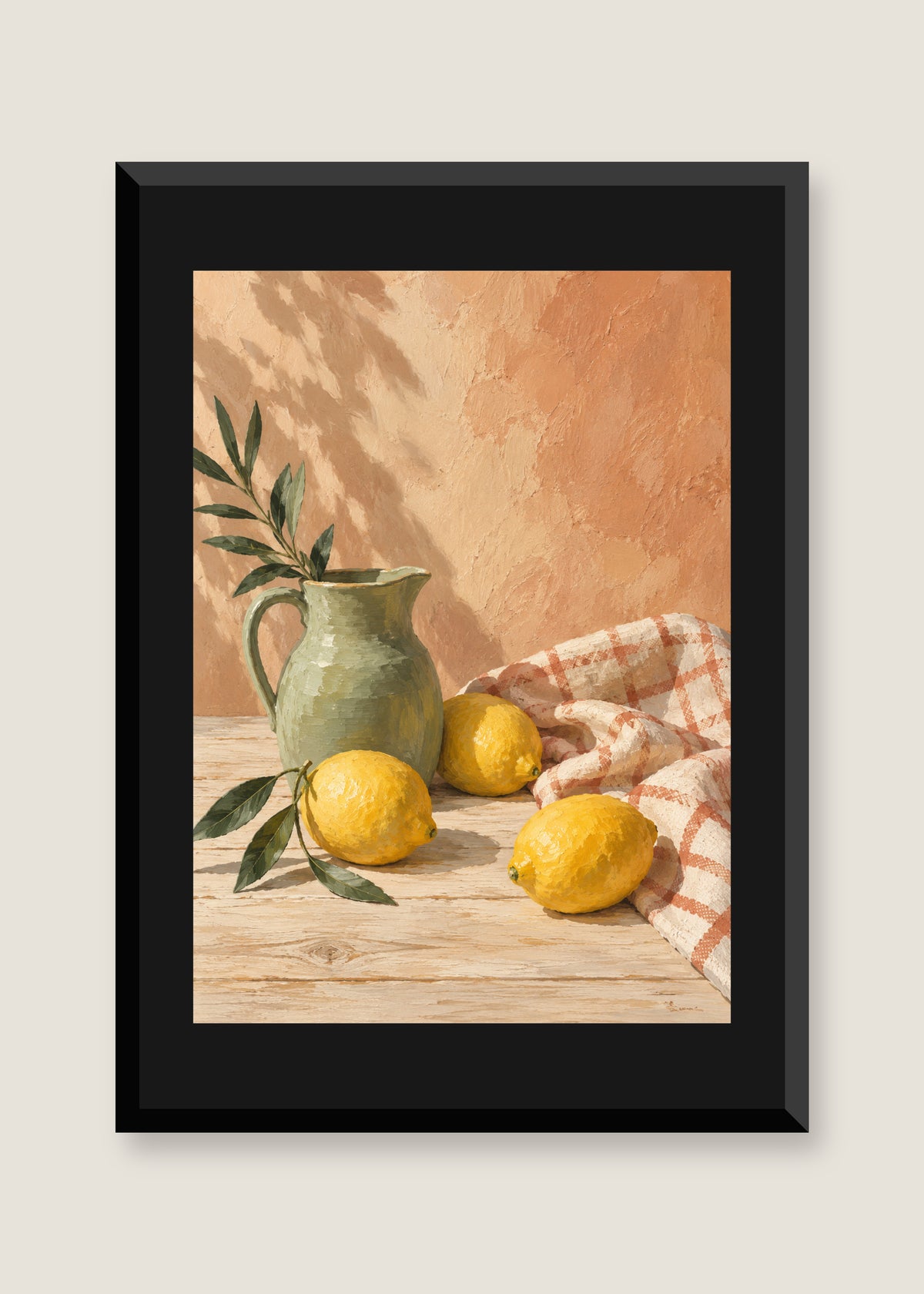 Sunday Lemons, Black mat with black frame
