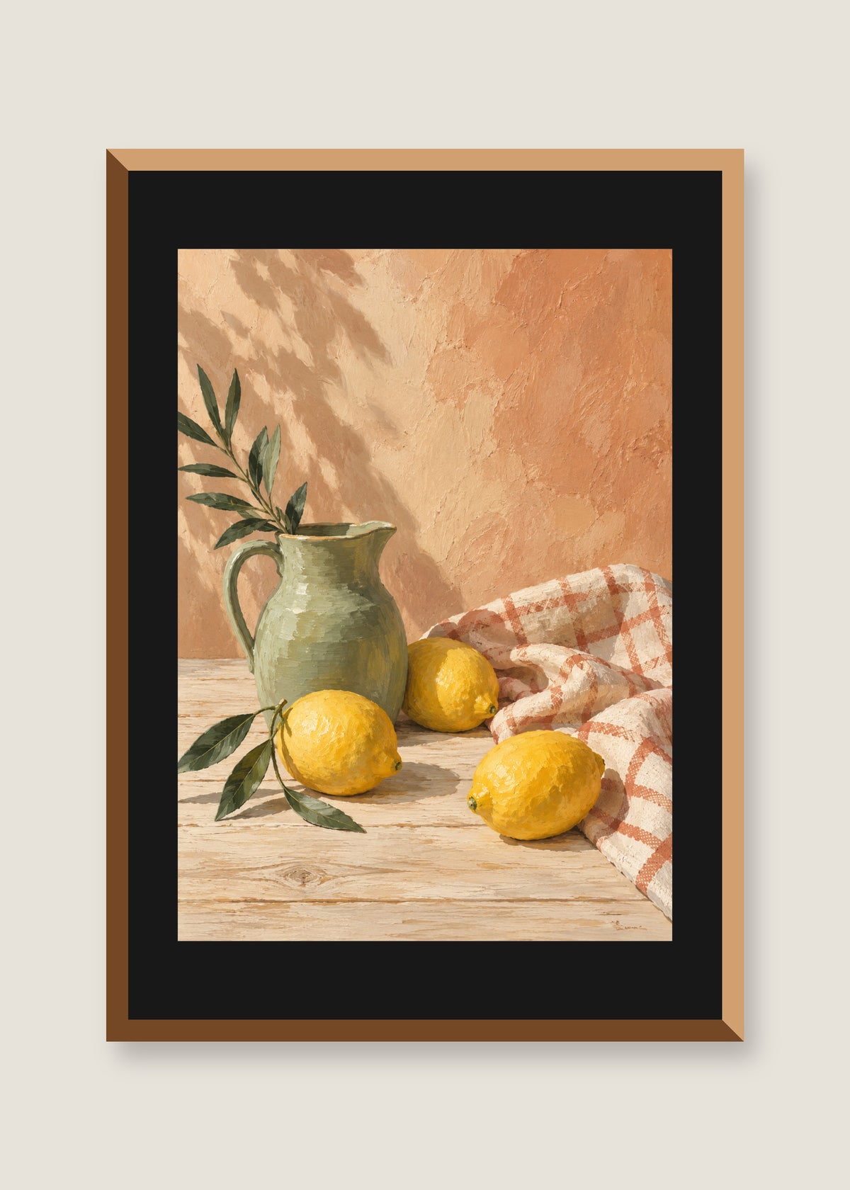 Sunday Lemons, Black mat with natural oak frame