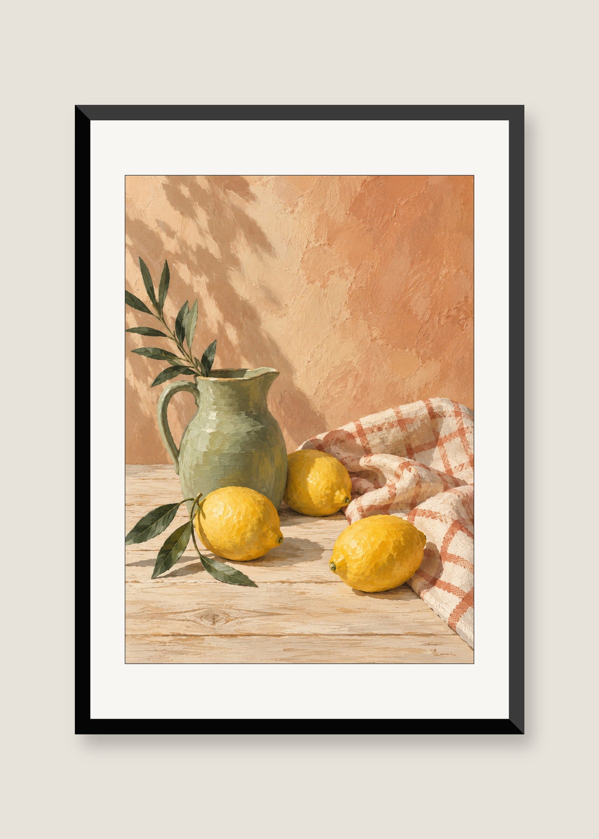 Sunday Lemons, White mat with black frame
