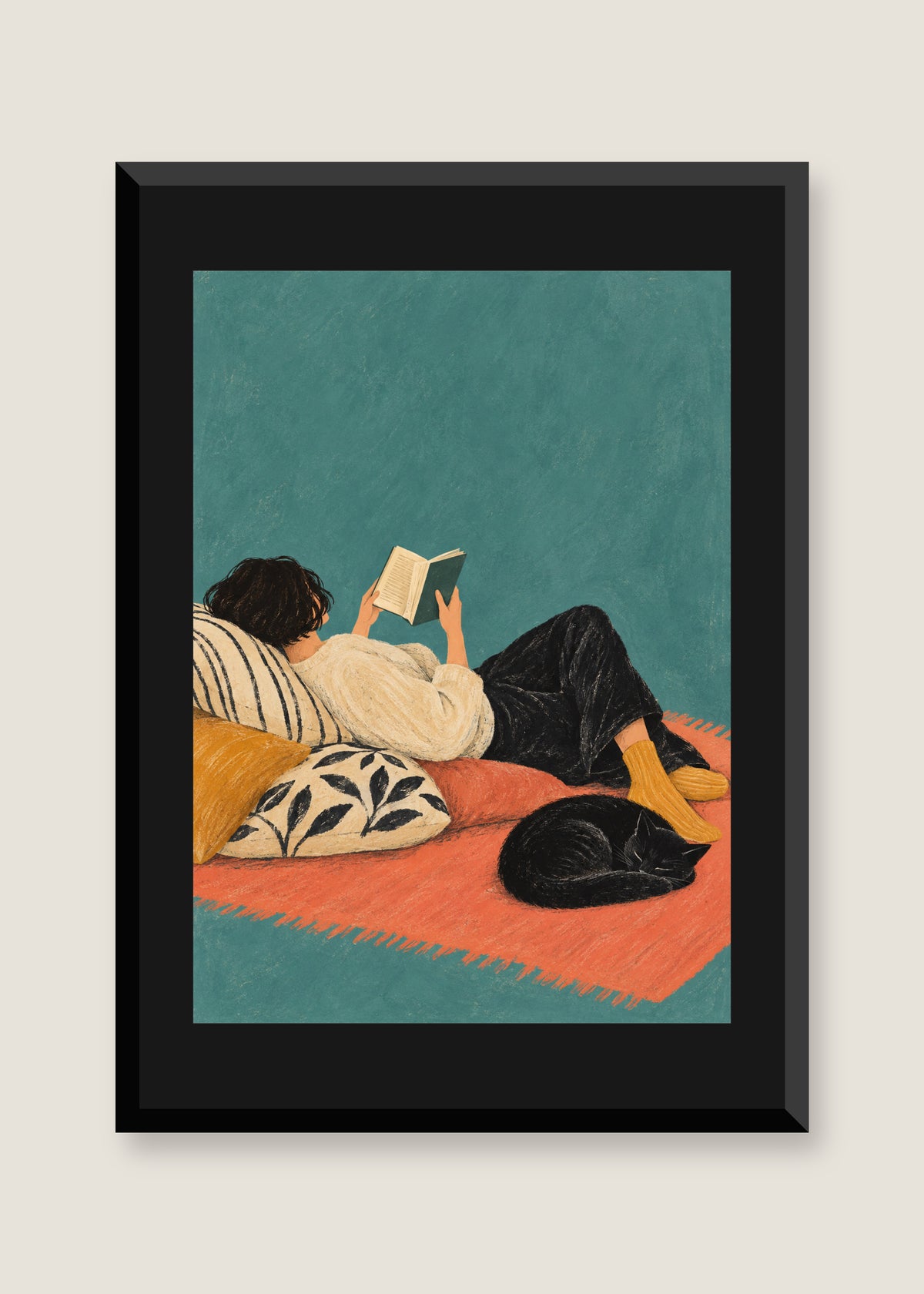 Sunday Repose, Black mat with black frame