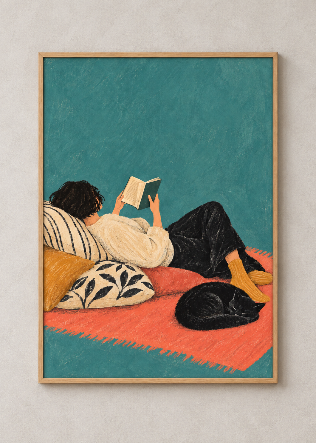 Sunday Repose framed natural oak 50 x 70 cm art print