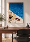 Sunhat by the Pool framed art print in a modern interior