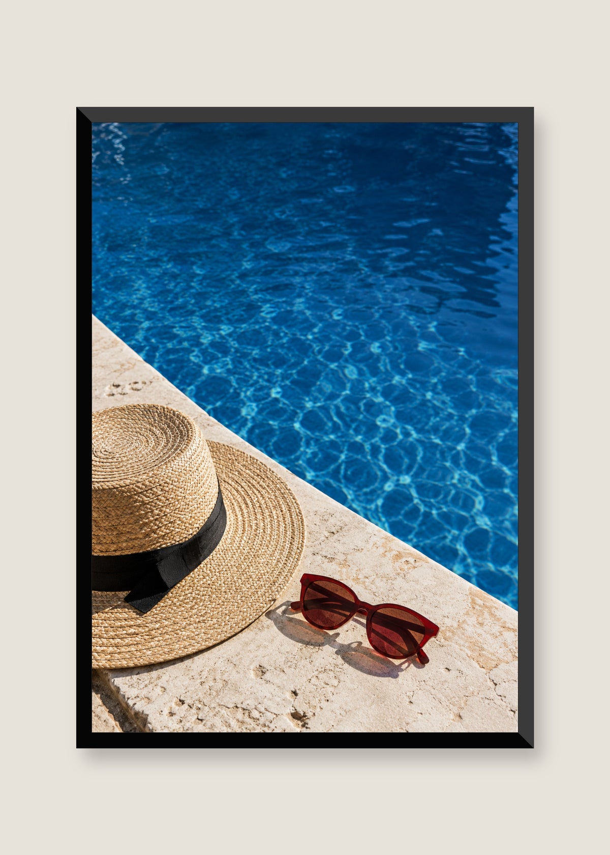 Sunhat by the Pool, No mat with black frame