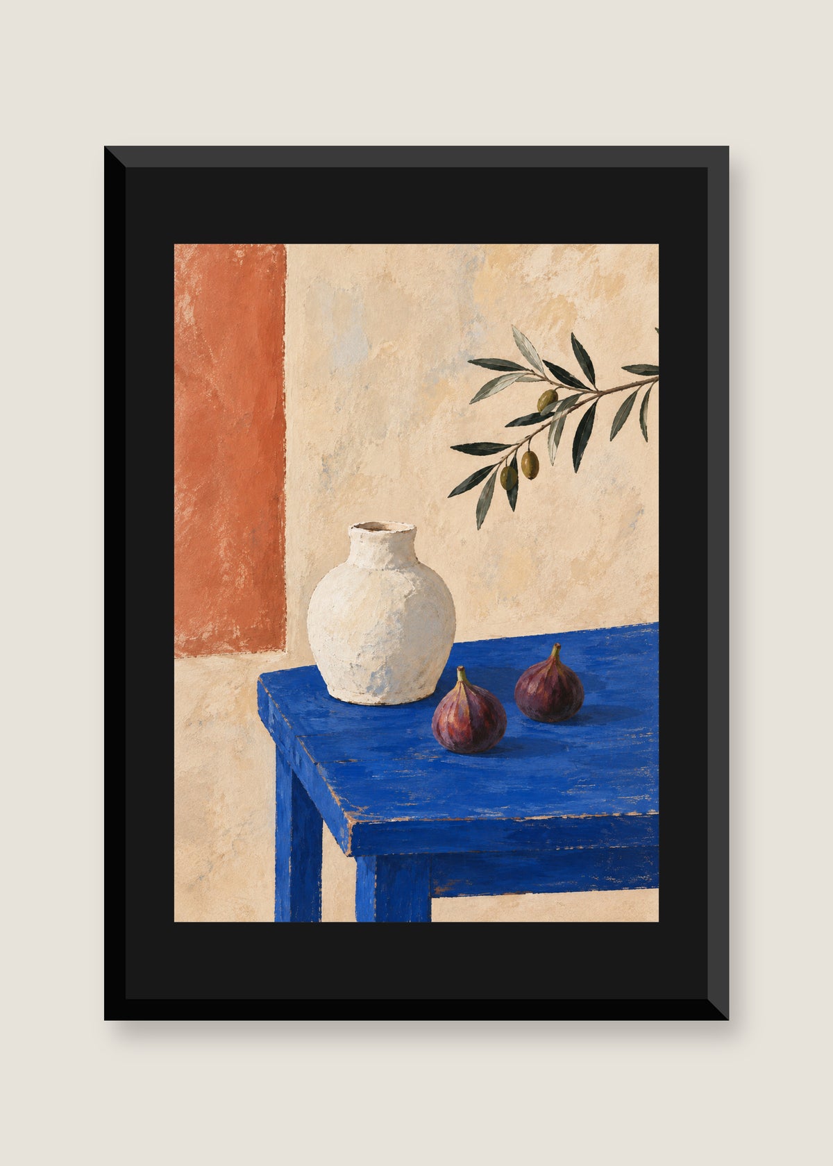Table in Cadaqués, Black mat with black frame