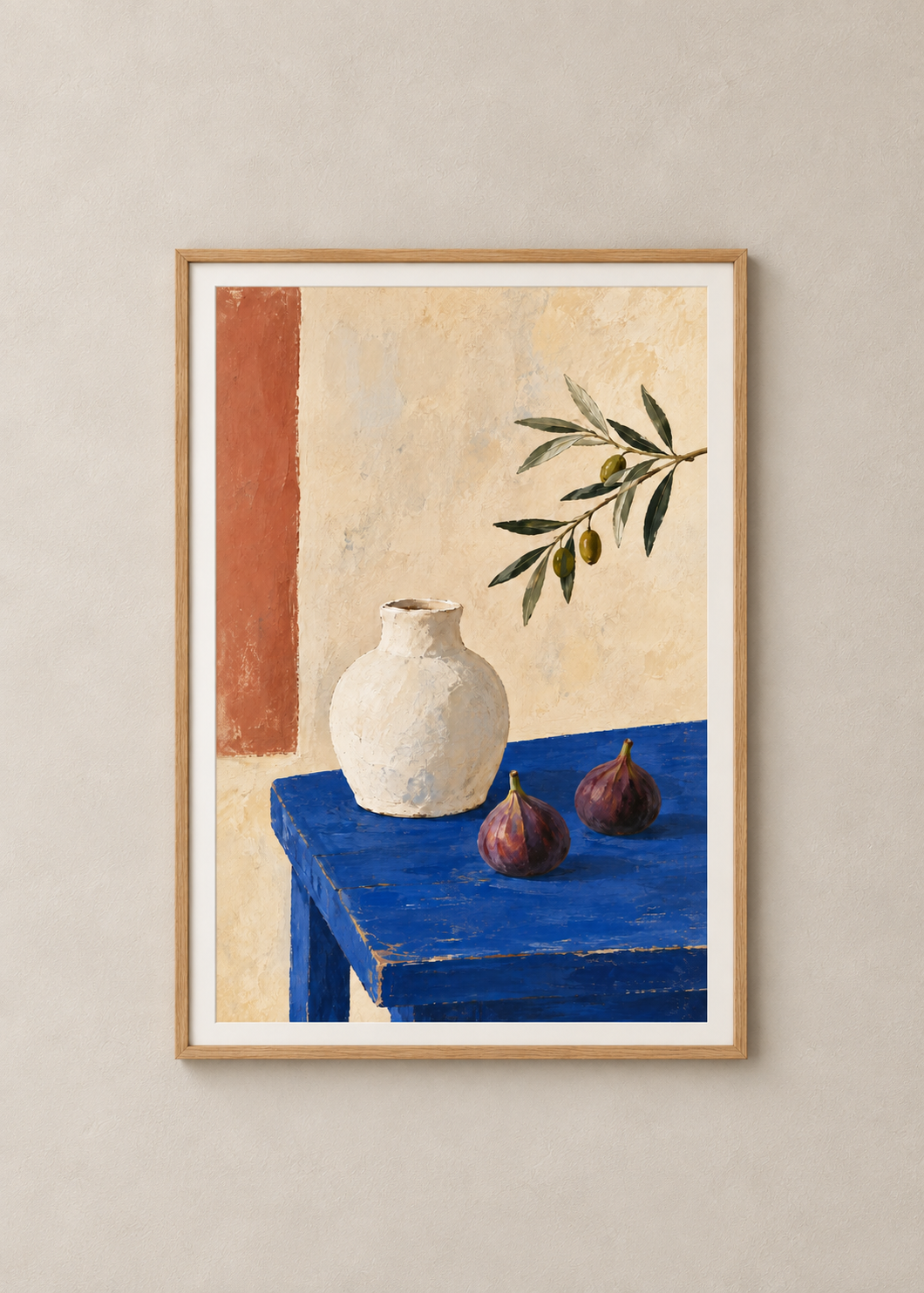 Table in Cadaqués in a natural oak frame, 50 x 70 cm