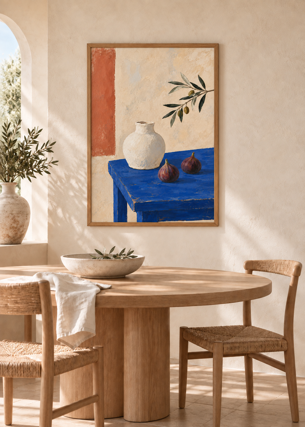 Table in Cadaqués shown in a correctly proportioned 50 x 70 cm oak frame