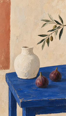 Table in Cadaqués Mediterranean still life art print