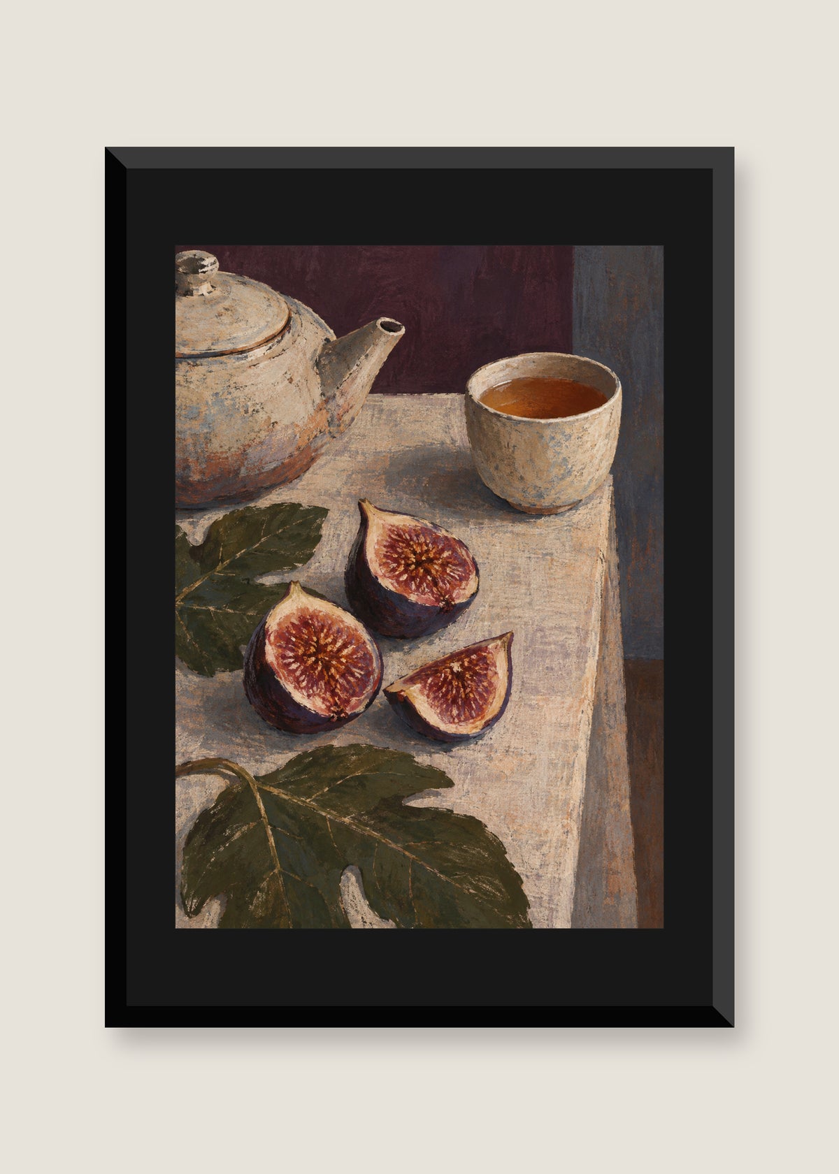 Tea with Figs, Black mat with black frame