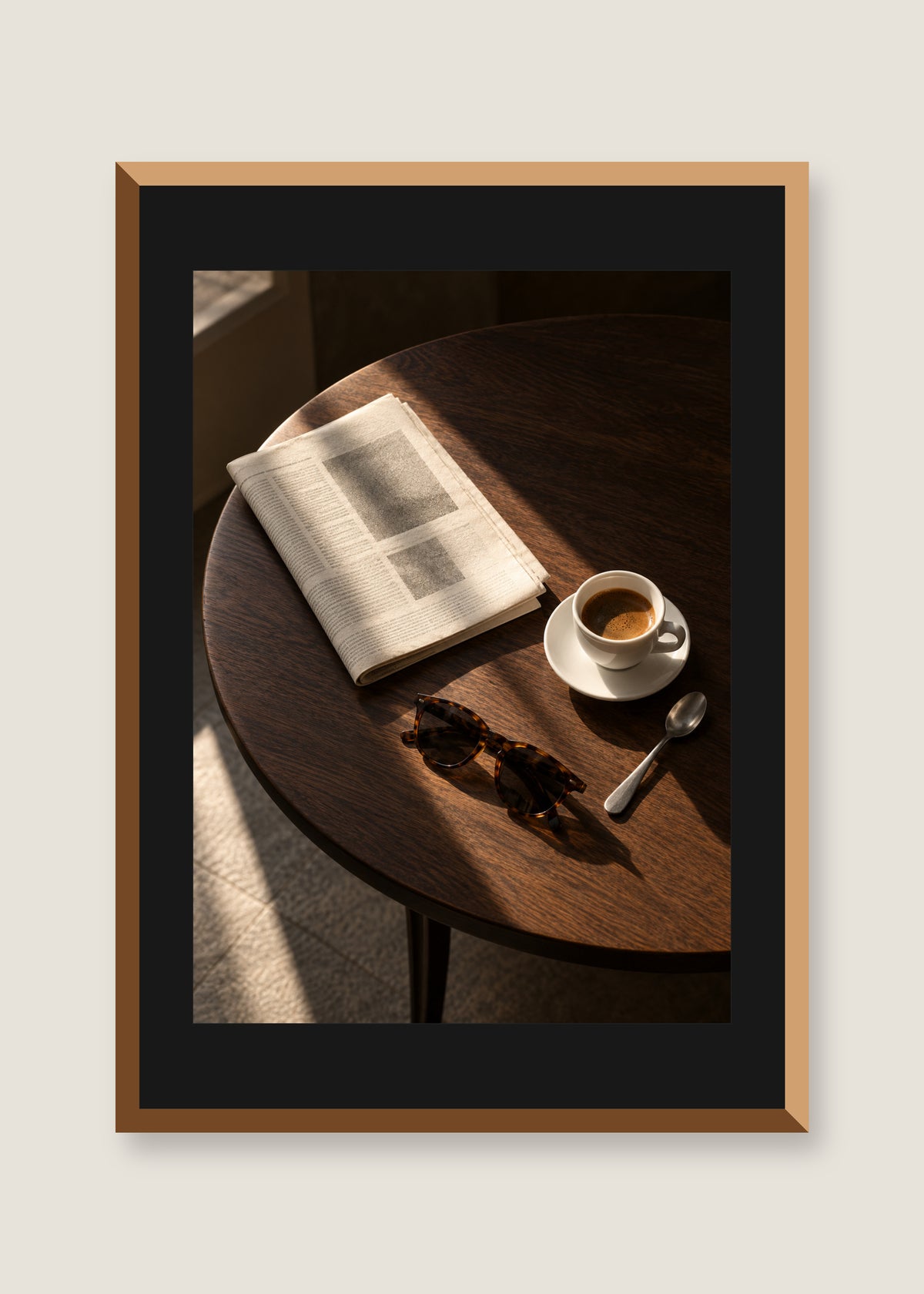 The Daily Ritual, Black mat with natural oak frame