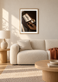 The Daily Ritual, oak framed lifestyle room presentation with white mat