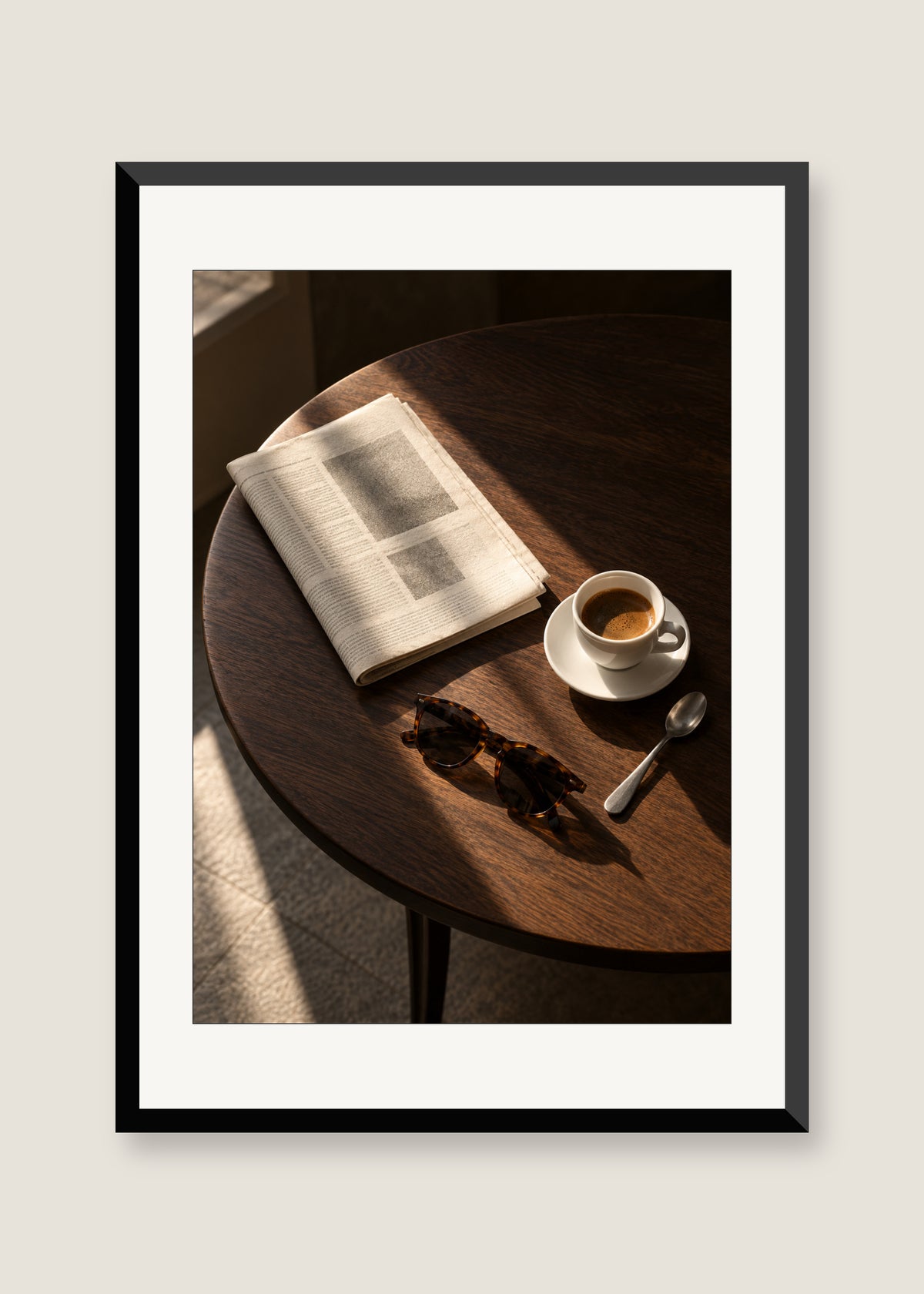 The Daily Ritual, White mat with black frame