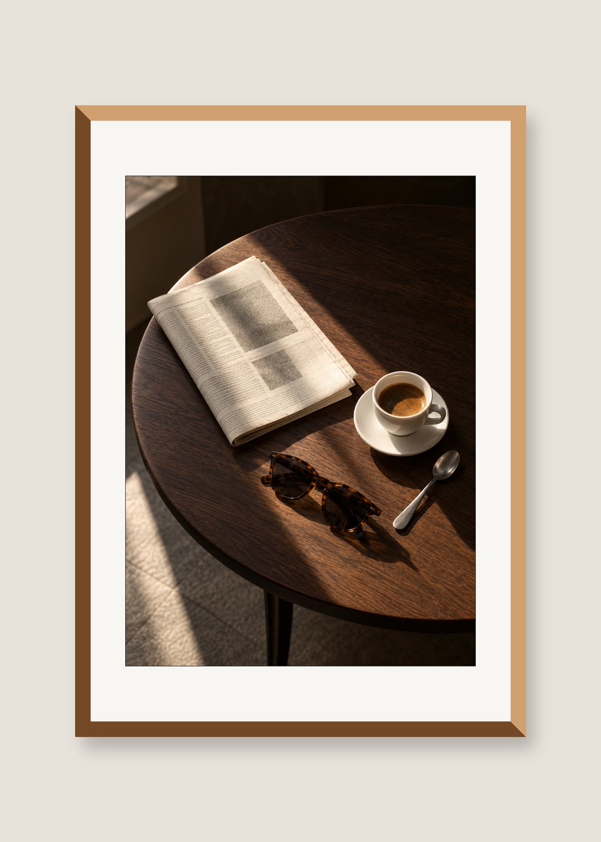 The Daily Ritual, White mat with natural oak frame