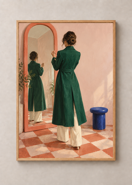 The Green Dressing Room art print in a natural wood 50 x 70 cm frame