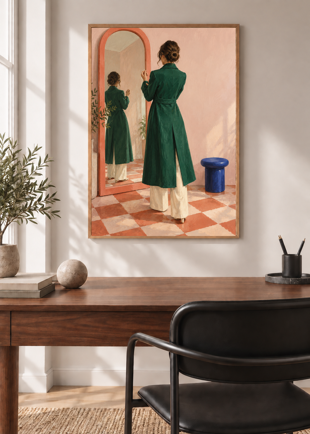 The Green Dressing Room framed art print in a modern interior