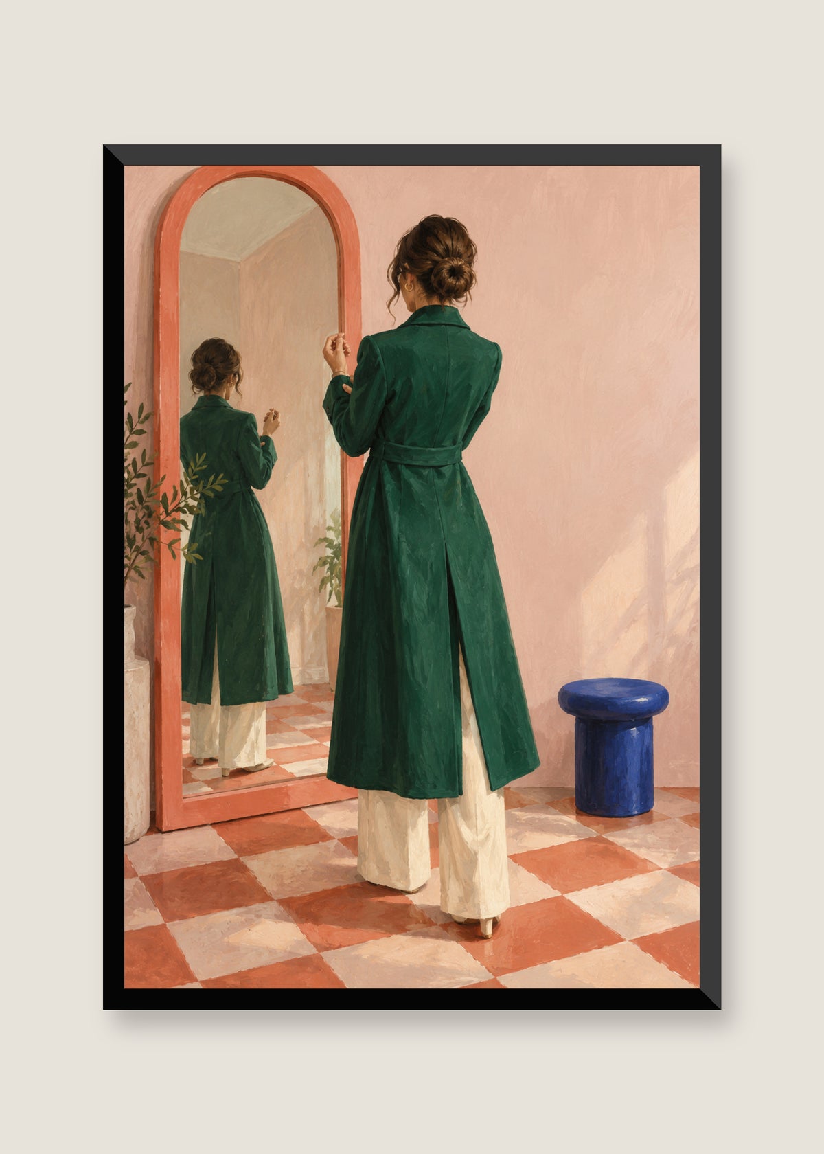 The Green Dressing Room, No mat with black frame