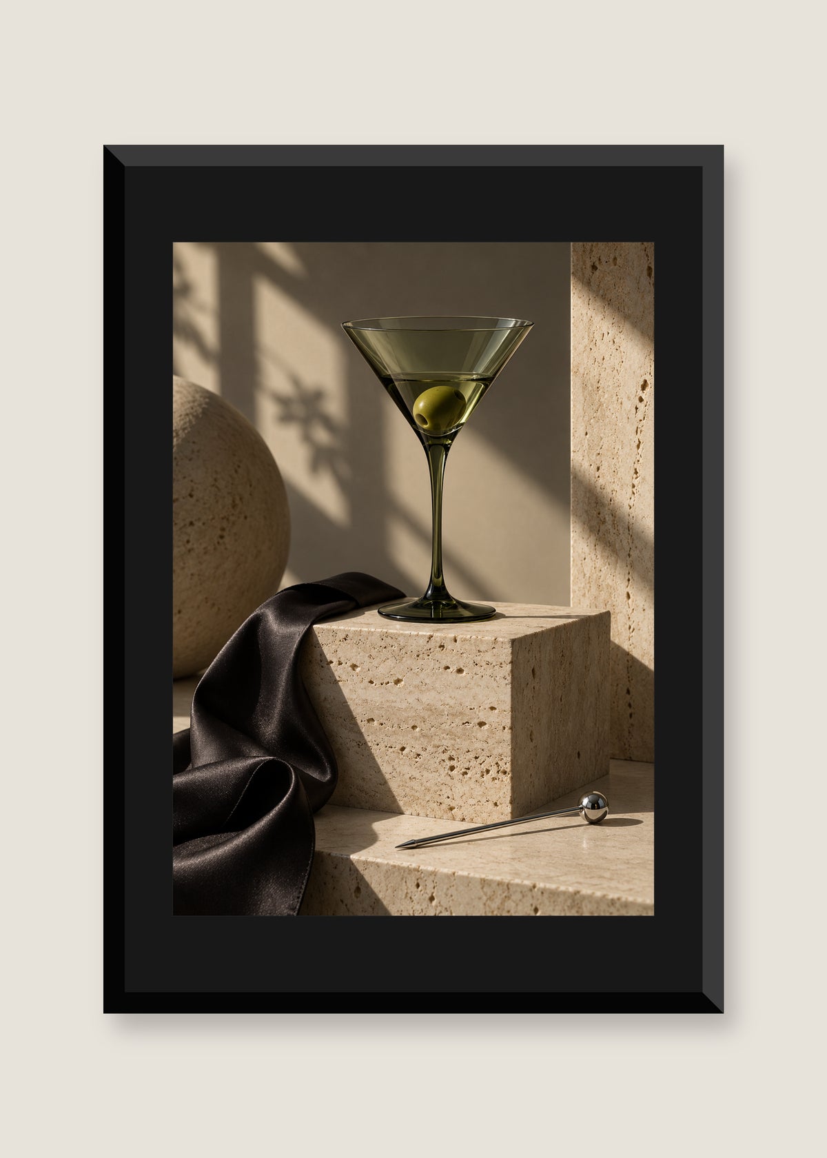 The Last Olive, Black mat with black frame
