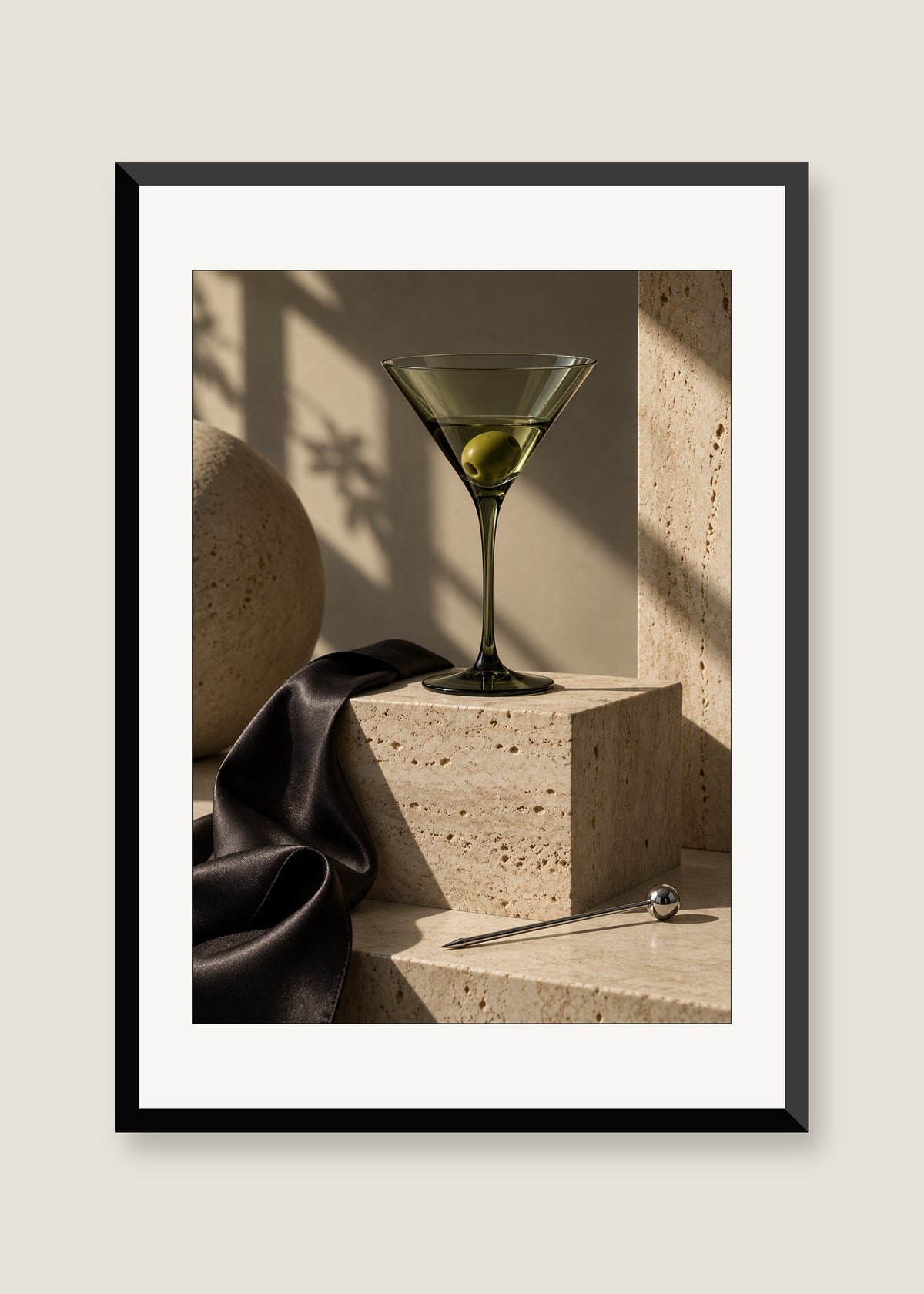 The Last Olive, White mat with black frame