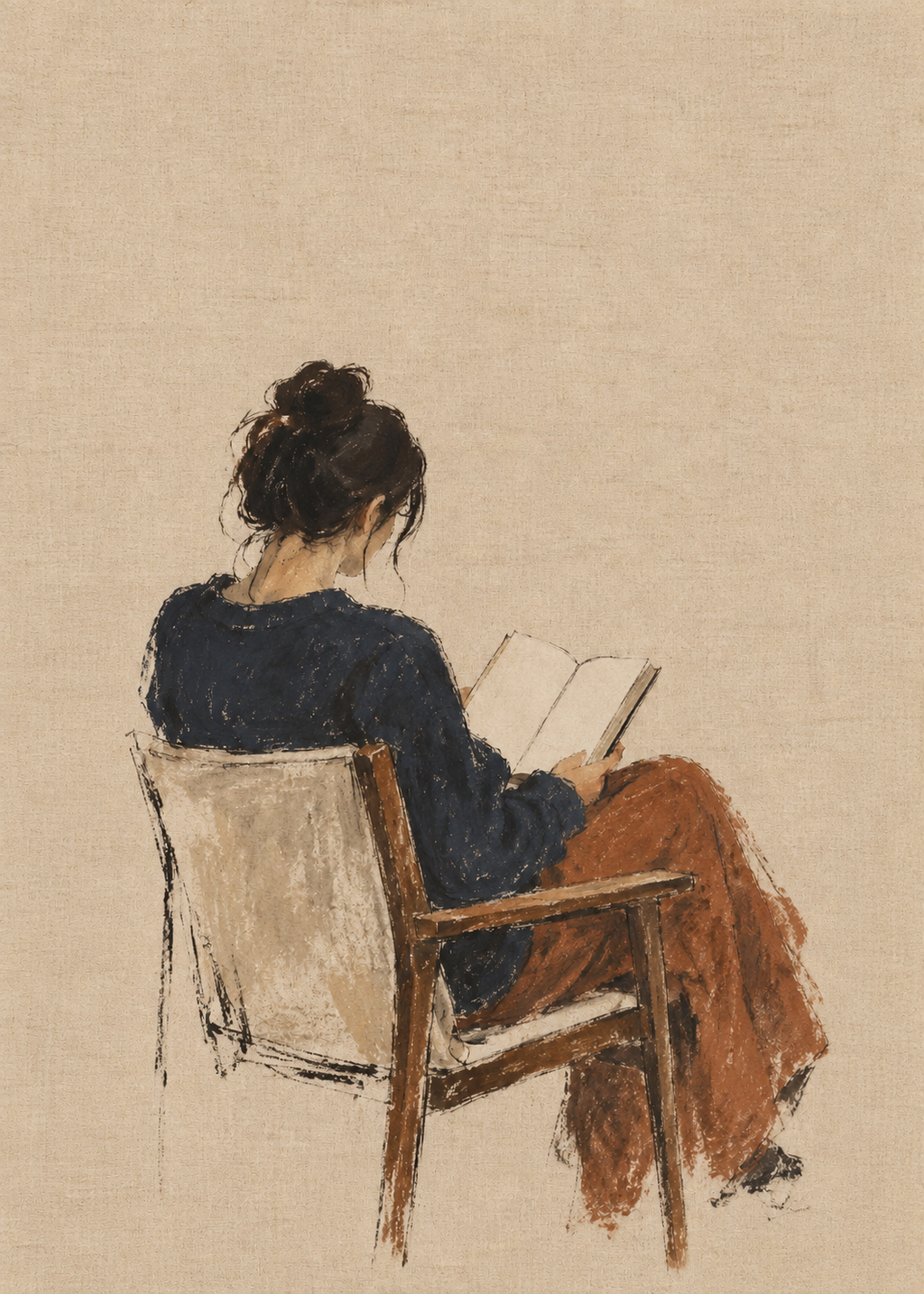 The Quiet Reader artwork, 50 x 70 cm proportion