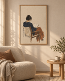 The Quiet Reader framed in a warm Scandinavian reading corner