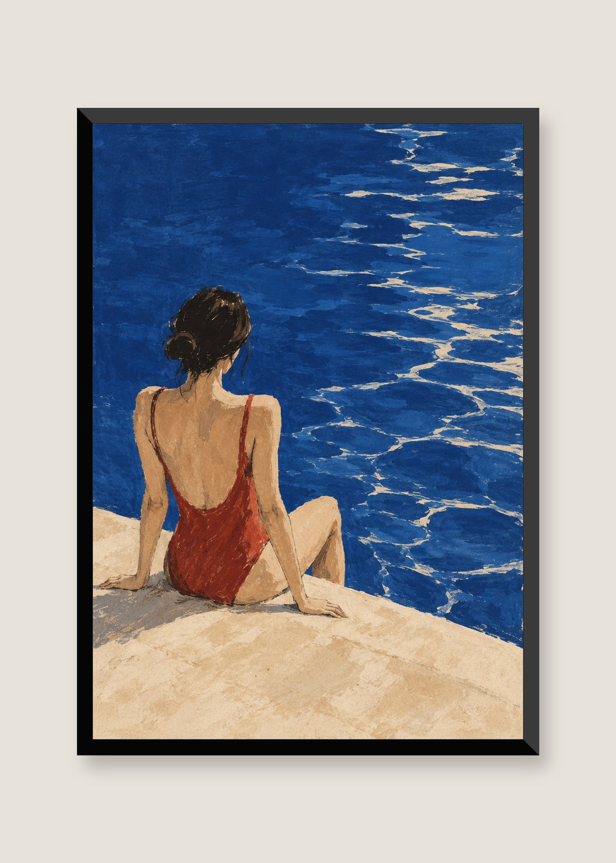 The Red Swimmer, No mat with black frame