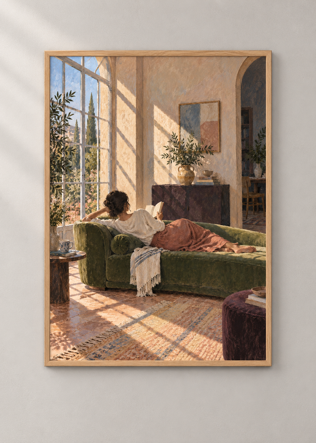 The Sunroom Pause framed natural oak 50 x 70 cm art print