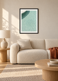 The Water Remembers, black framed lifestyle room presentation with white mat