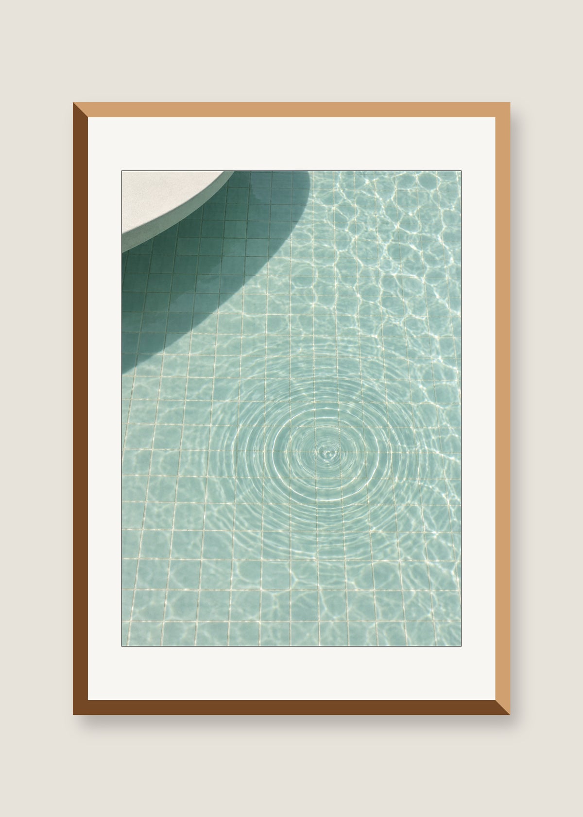 The Water Remembers, White mat with natural oak frame