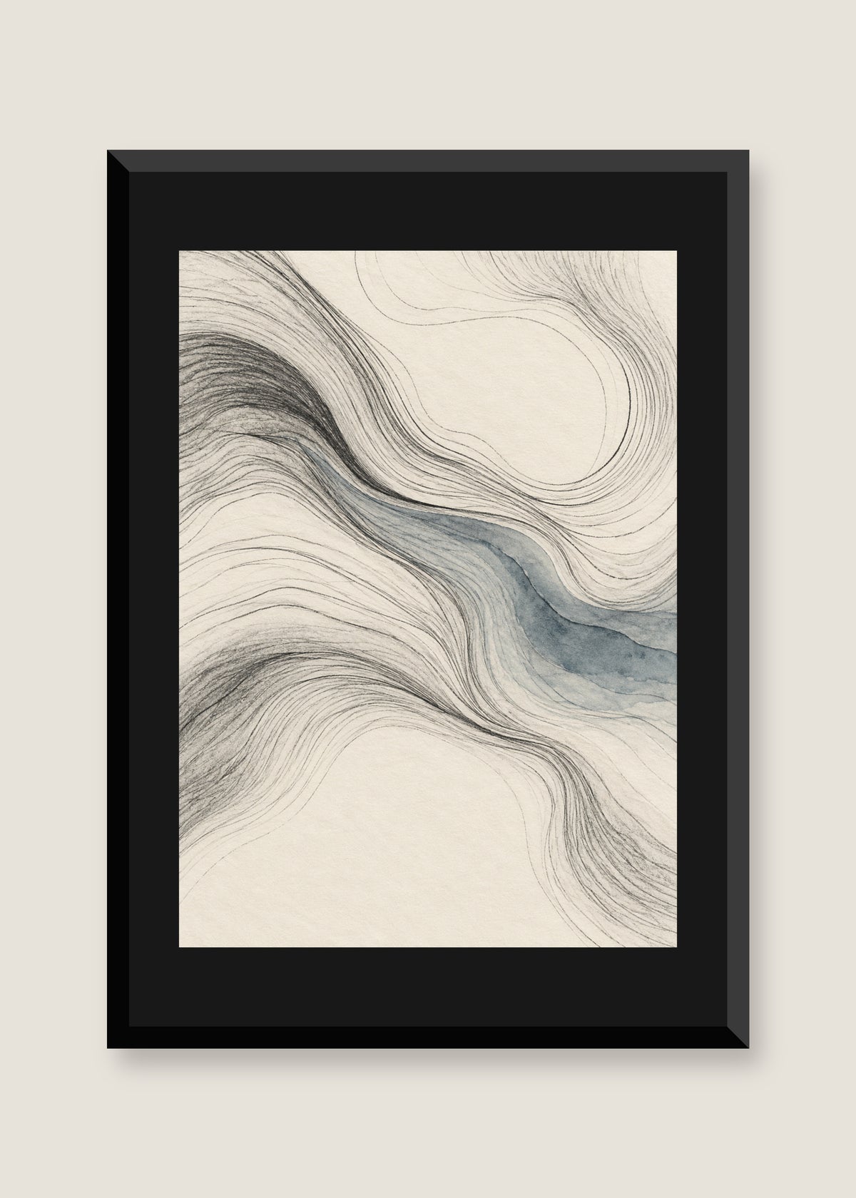 Tidal Contours, Black mat with black frame