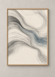 Tidal Contours, framed 50 by 70 centimetre art print in natural wood