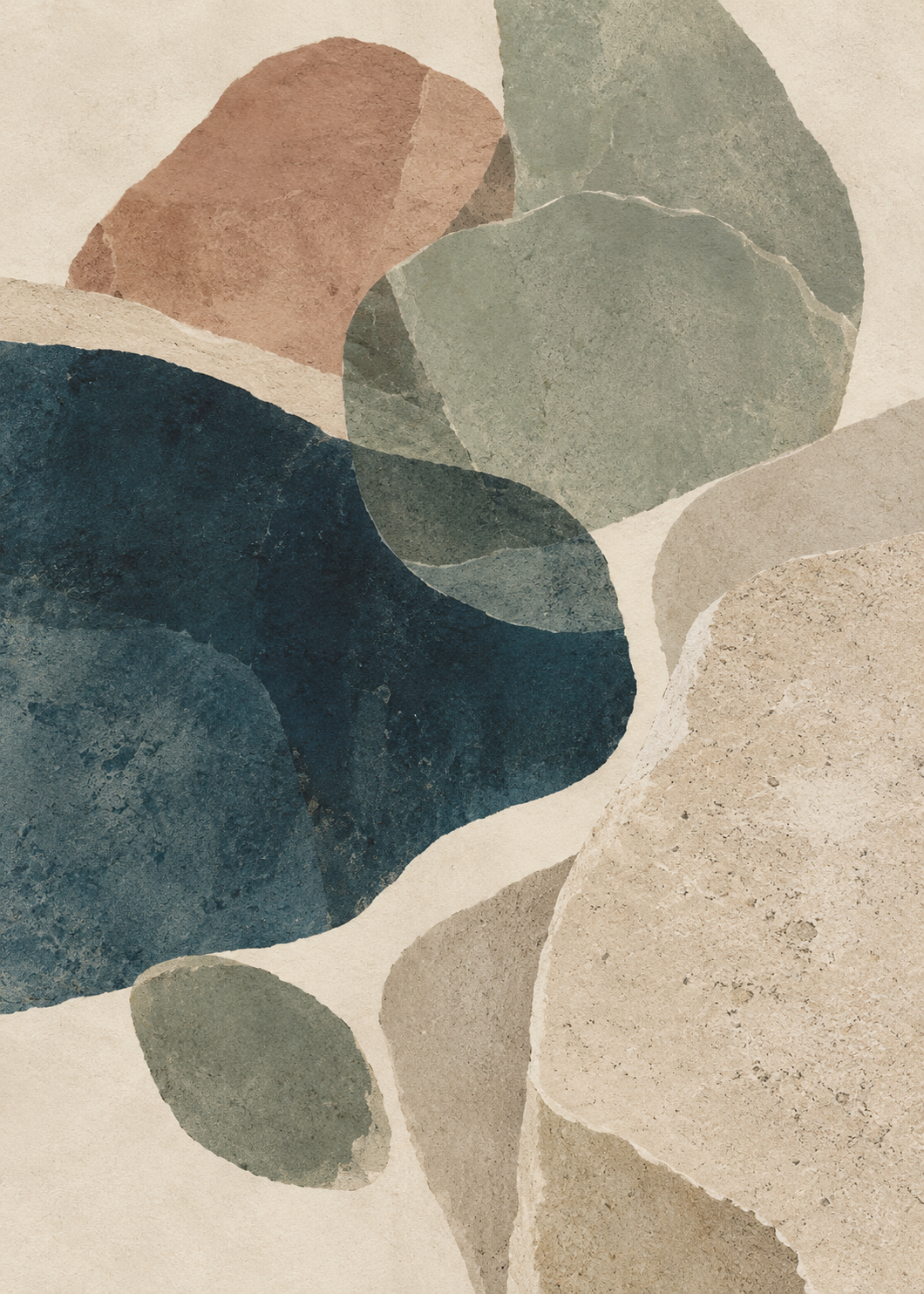 Tidal Forms I abstract artwork, 50 x 70 cm proportion