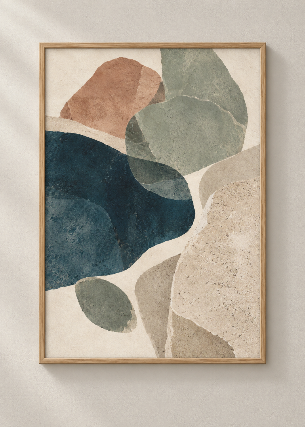 Tidal Forms I in a natural wood frame, 50 x 70 cm
