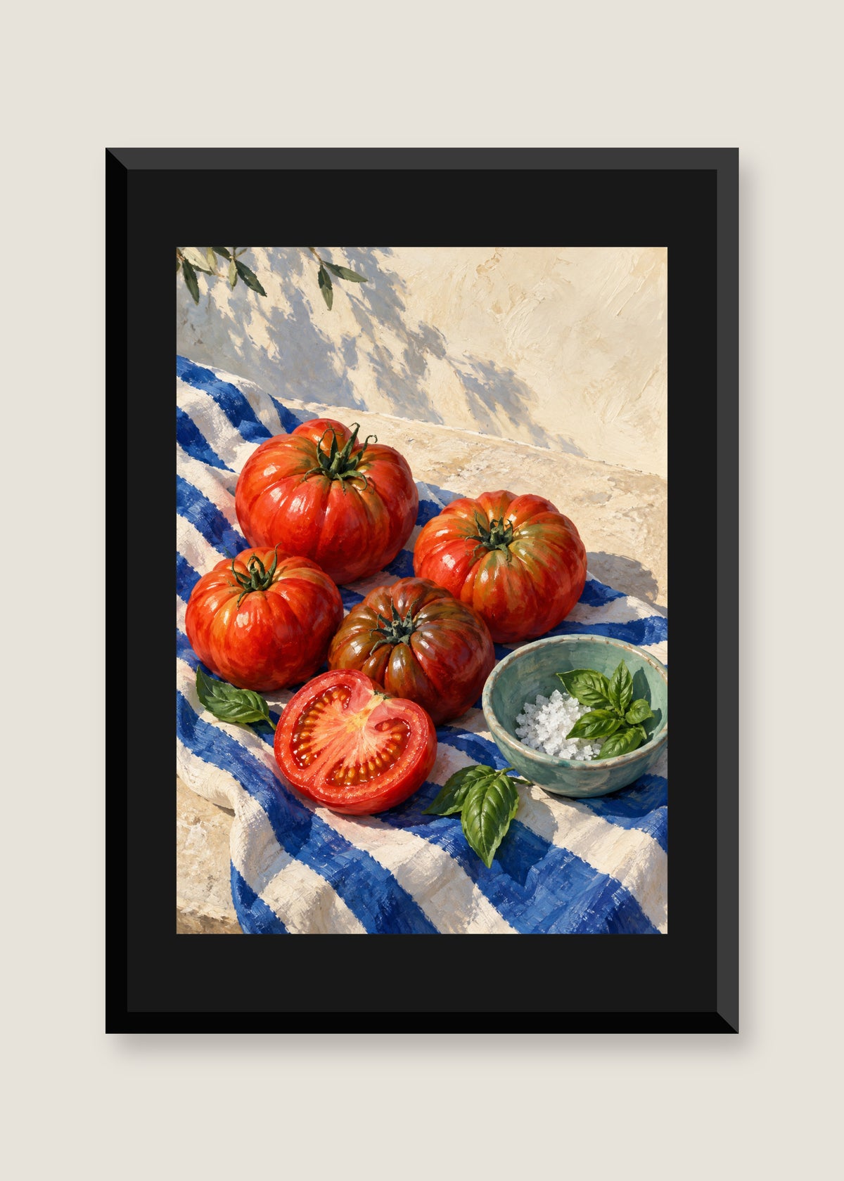Tomatoes at the Lido, Black mat with black frame