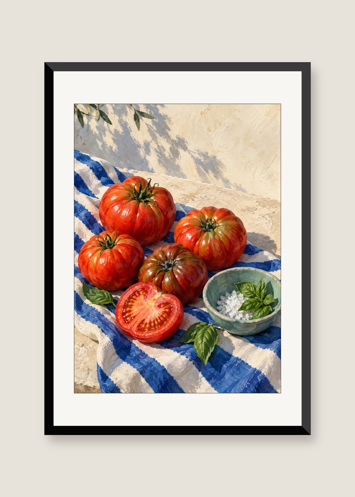 Tomatoes at the Lido, White mat with black frame