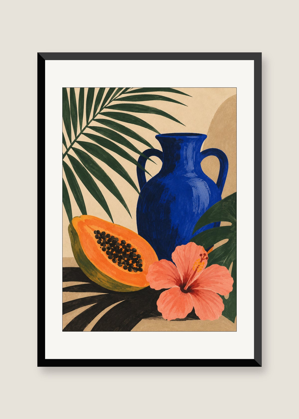 Tropic Assembly, White mat with black frame