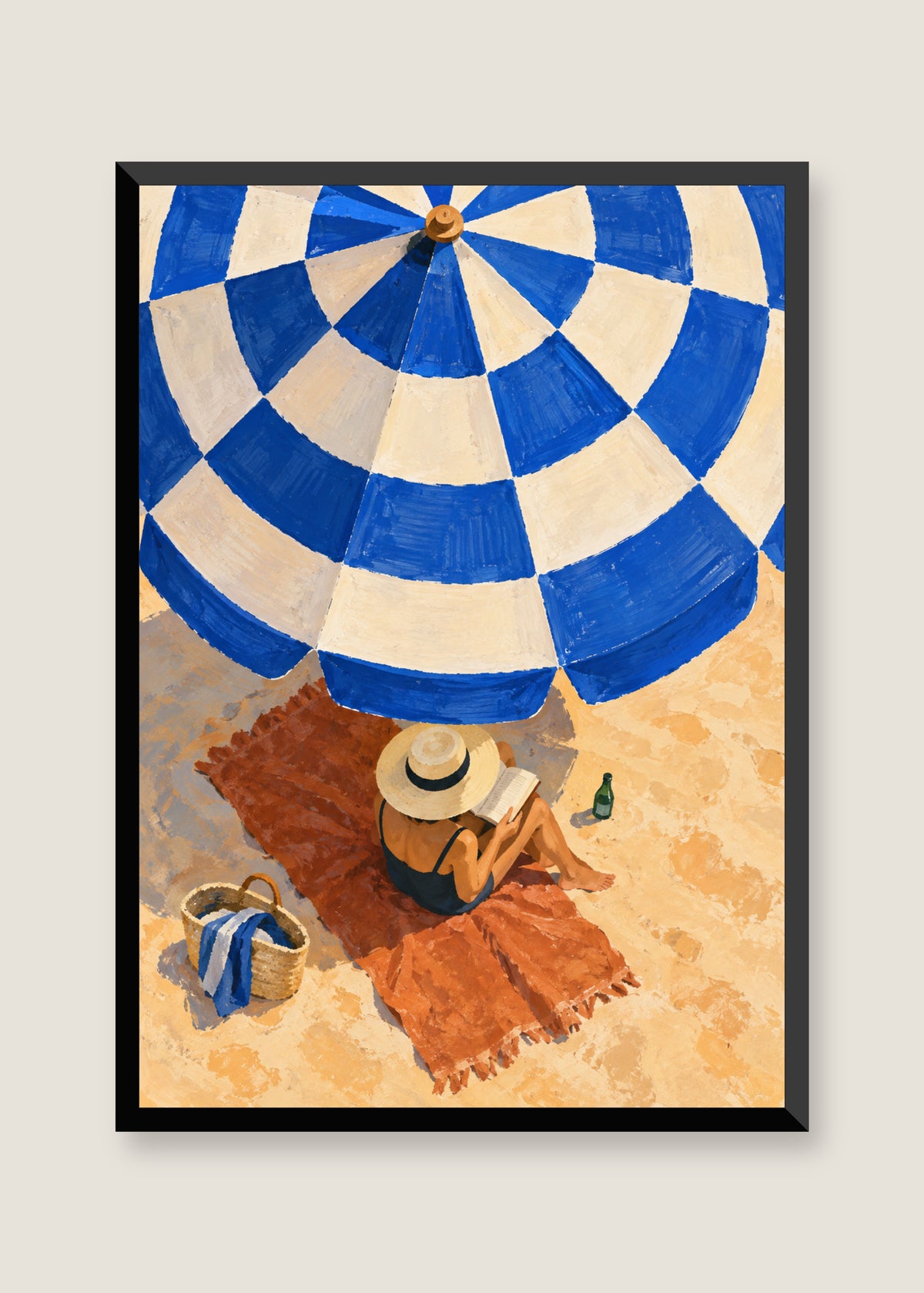 Under the Blue Parasol, No mat with black frame
