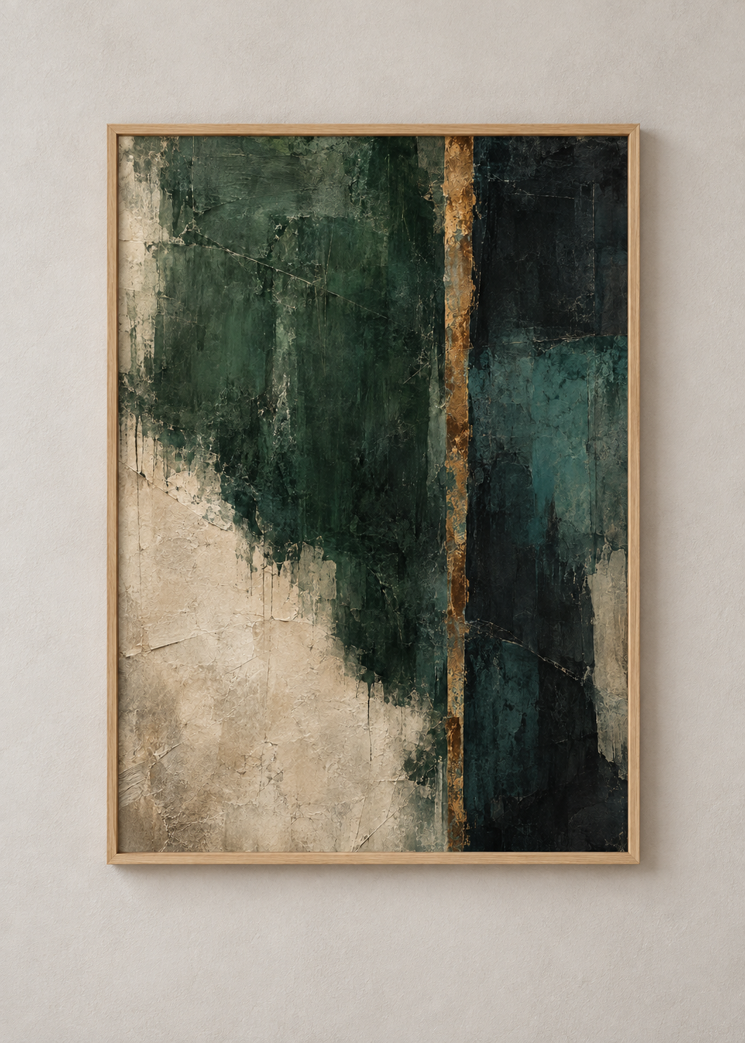 Verdant Relic, framed 50 by 70 centimetre art print in natural wood
