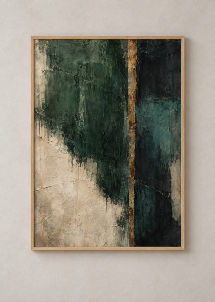 Verdant Relic, framed 50 by 70 centimetre art print in natural wood