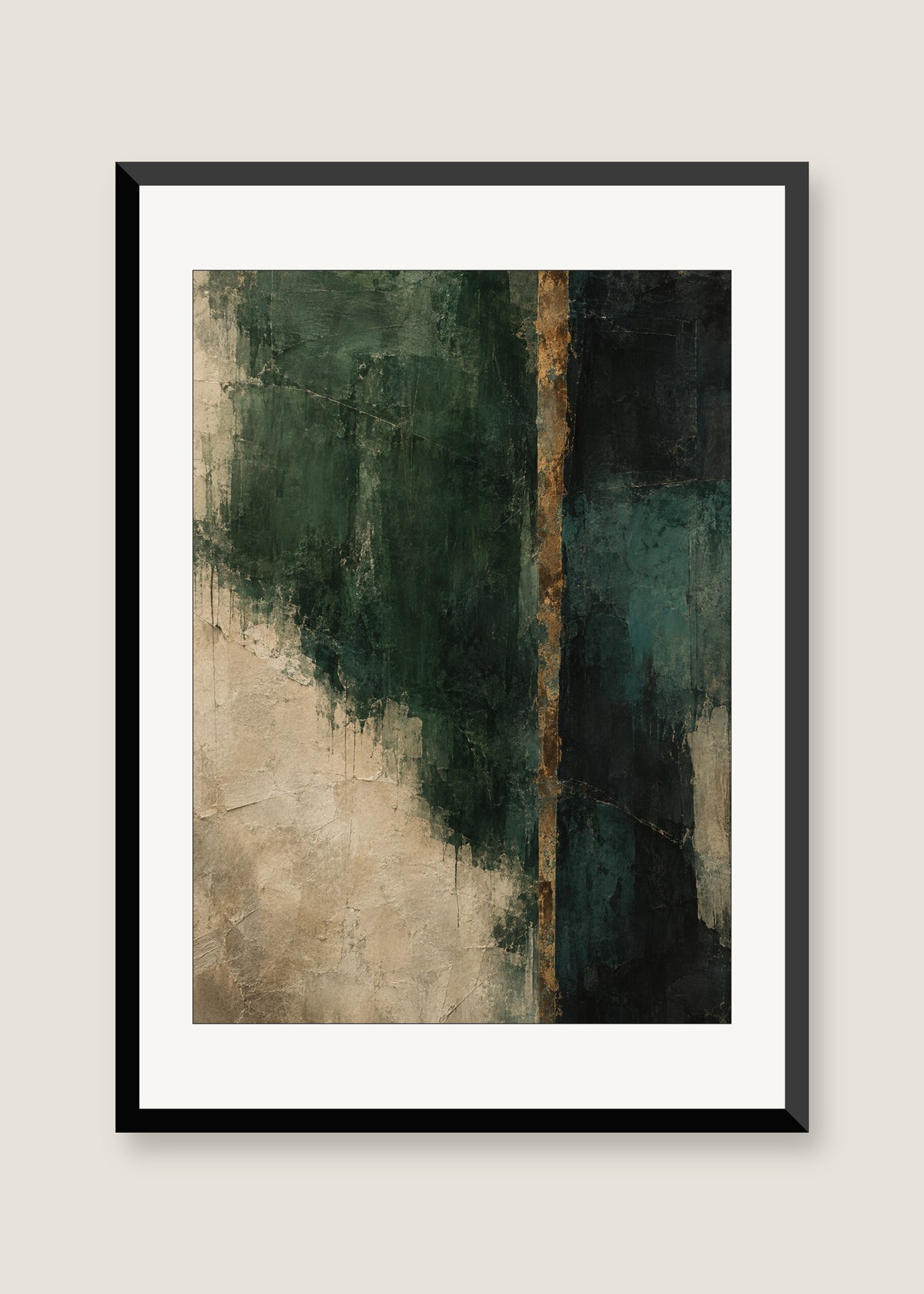Verdant Relic, White mat with black frame